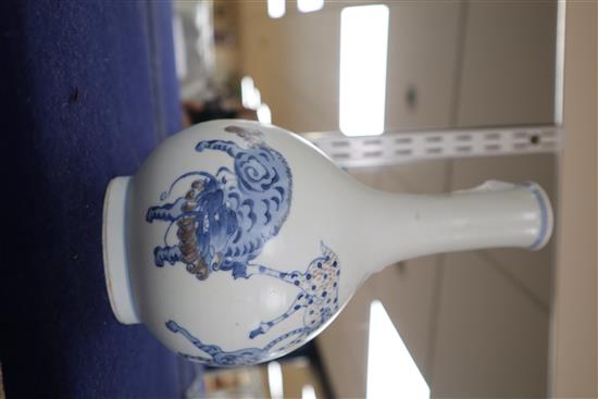 A Chinese underglaze blue and copper red vase, Kangxi mark but later, height 23cm